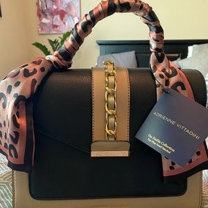Adrienne Vittadini Cream SCARF Satchel Handbag NEW